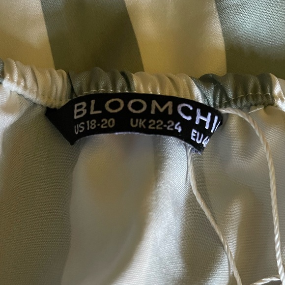 SOLD Bloomchic Women's Size 18-20 Green & White Striped Cold Shoulder Top - Picture 6 of 11